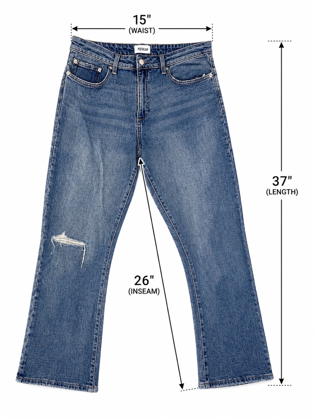 Pistola Size 30 Distressed Crop Flare Jeans High Rise Raw Hem Blue Denim - Picture 5 of 10